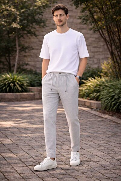 ANATOLIATEKSTILE Men's Casual Pants – Elastic Waist with Drawstring and Butto...