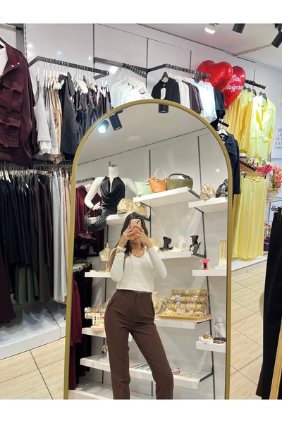 Toparlayıcı Fit Kahverengi Kumaş Pantolon