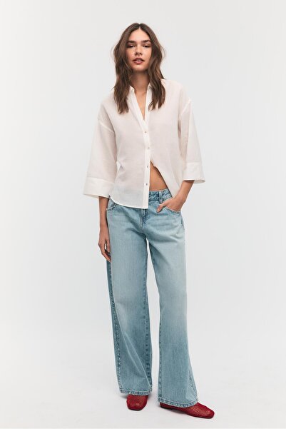 Stradivarius Keten görünümlü yarasa kollu gömlek