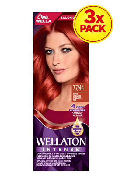 Wellaton 3x PACK Permanent hair dye 77/44 Volcanic red, 110ml
