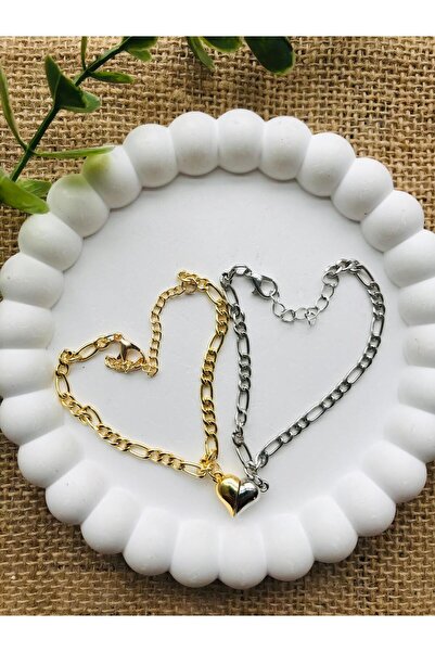 Luba 2-Piece Heart-Shaped Magnetic Bracelet for Lovers, Couples, Friends, Bra...