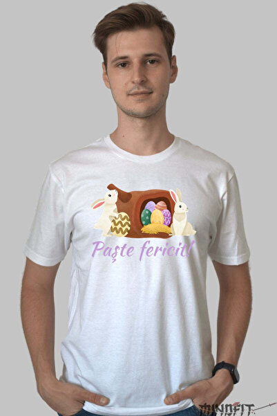 GILDAN Happy Easter T-shirt Bunnies and Colored Eggs