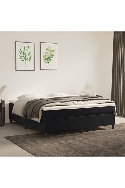 Concept Pat box spring cu saltea, negru, 180x200 cm, catifea