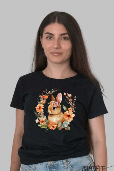 GILDAN Tricou Paste Iepuras In Coronita Cu Flori Portocalii