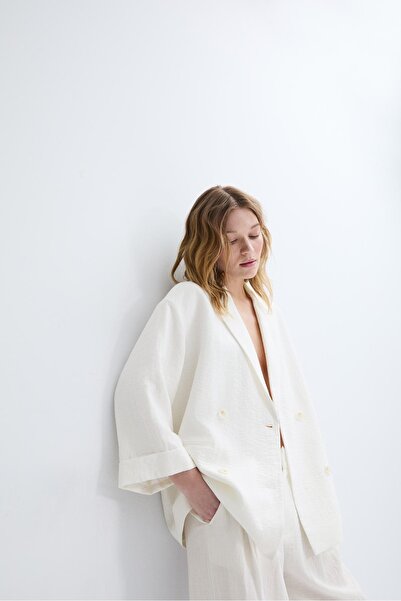 Stradivarius Dökümlü kruvaze blazer