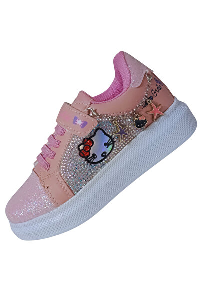 Prokids Kız Çocuk Simli Cırtlı Kalın Taban Sneaker Spor Ayakkabı (DAR KALIP)