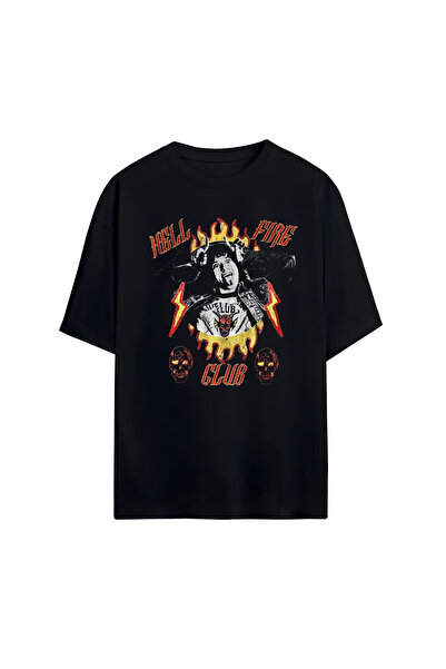 STİL-X Tricou oversize unisex cu imprimeu Stranger Things, 100% bumbac