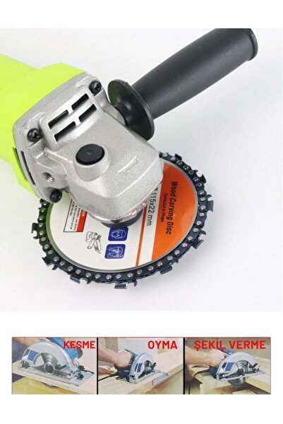 DepoMega Zincirli Ahşap Testere Diski 115x22 mm Kesme Şekil Verme 14 Dişli