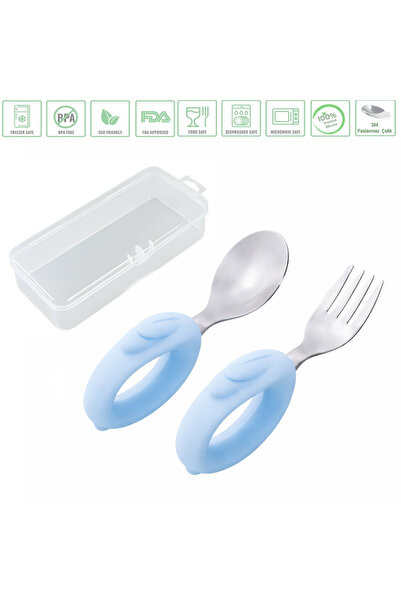 jojobebek Tavşan Figürlü Mavi Premium Çocuk BPA Free Silikon Saplı Paslanmaz ...