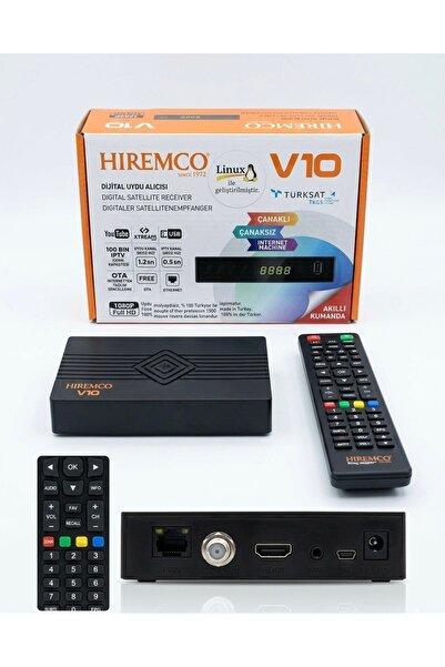 Hiremco V10 ETHERNET'Lİ USB GİRİŞLİ ÖZELLİKLİ FULL HD UYDU ALICISI