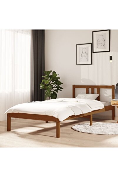 Concept Σκελετός κρεβατιού, μελί καφέ, 90x200 εκ., μασίφ ξύλο πεύκου