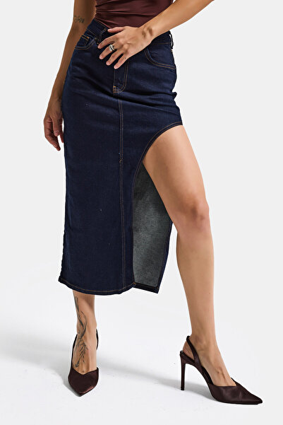 it's basic Women's Indigo Selvedge 7S6-50 Maxi Side Slit Detailed Design L St...