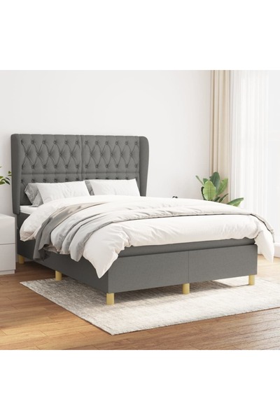 Concept Pat box spring cu saltea, gri închis, 140x190 cm, textil