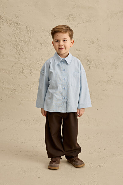 Fahhar Kids Oversized Oxford Shirt Blue