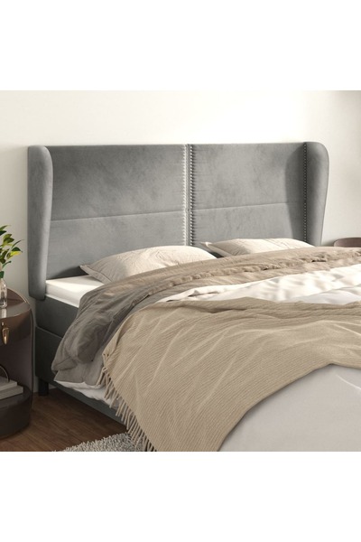 Concept Tăblie de pat cu aripioare gri deschis 203x23x118/128cm catifea