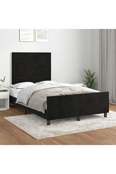 Concept Σκελετός κρεβατιού με κεφαλάρι, μαύρο, 120x200 εκ., Βελούδο