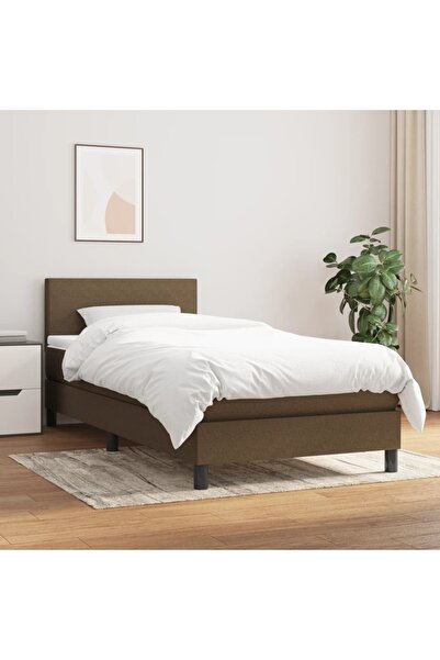 Concept Pat box spring cu saltea, maro închis, 100x200 cm, textil