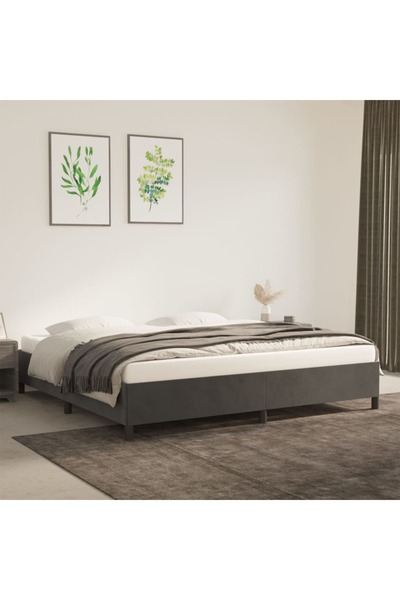 Concept Cadru de pat, gri închis, 200x200 cm, catifea