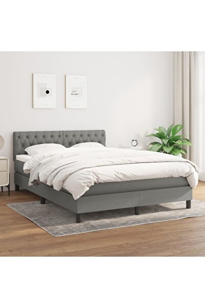 Concept Pat box spring cu saltea, gri închis, 140x190 cm, textil
