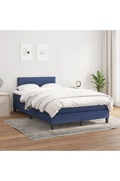 Concept Pat box spring cu saltea, albastru, 120x200 cm, textil