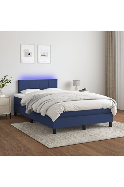 Concept Κρεβάτι με ελατήρια, στρώμα και LED, μπλε, 120x200 cm, ύφασμα