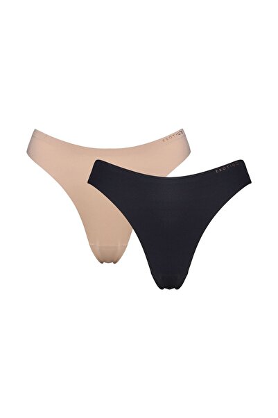 ESOTIQ Women's Seamless Thong 2-Pack Briefs Panties Invisible & Zero Feel Smo...