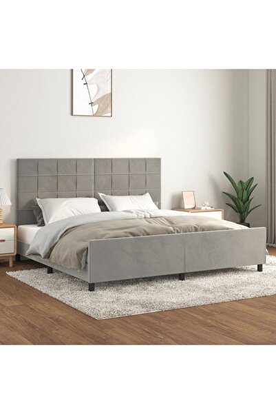 Concept Cadru de pat cu tăblie, gri deschis, 200x200 cm, catifea