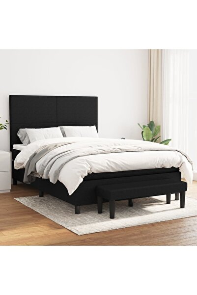 Concept Pat box spring cu saltea, negru, 140x190 cm, textil