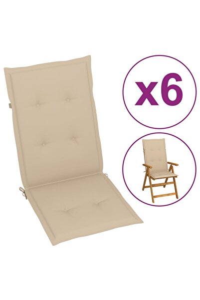 Concept Μαξιλάρια καρέκλας κήπου, 6 τεμ., μπεζ, 120 x 50 x 3 εκ.