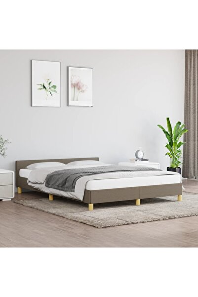 Concept Cadru de pat cu tăblie, gri taupe, 140x190 cm, textil