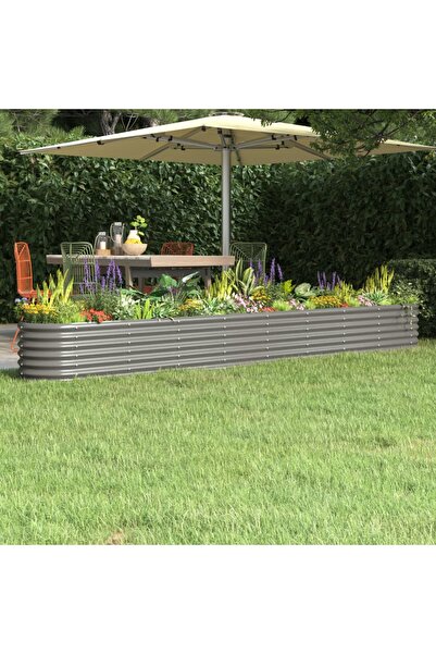 Concept Γκρι γλάστρα κήπου 332x40x36 cm, ηλεκτροστατικά βαμμένη, από ατσάλι