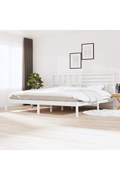 Concept Cadru de pat Super King 6FT, alb, 180x200 cm, lemn masiv de pin