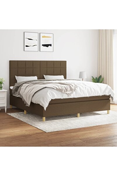 Concept Pat continental cu saltea maro închis 180x200cm material textil