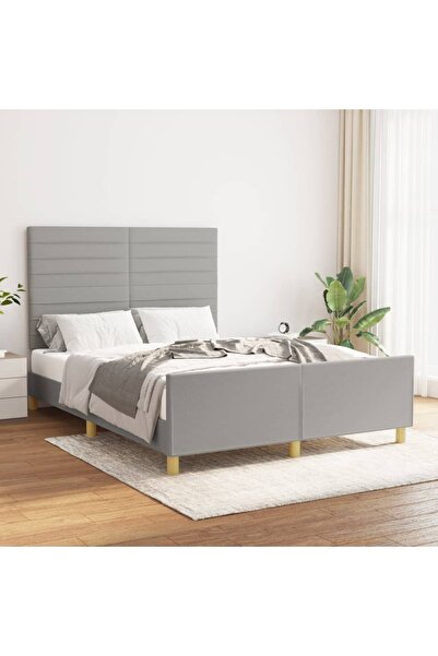 Concept Cadru de pat cu tăblie, gri deschis, 140x190 cm, textil