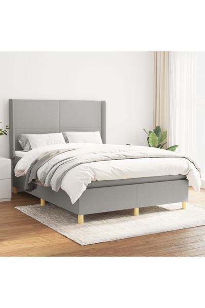 Concept Pat box spring cu saltea, gri deschis, 140x190 cm, textil