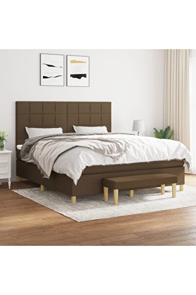 Concept Κρεβάτι Continental με στρώμα σε σκούρο καφέ χρώμα, ύφασμα 180x200cm