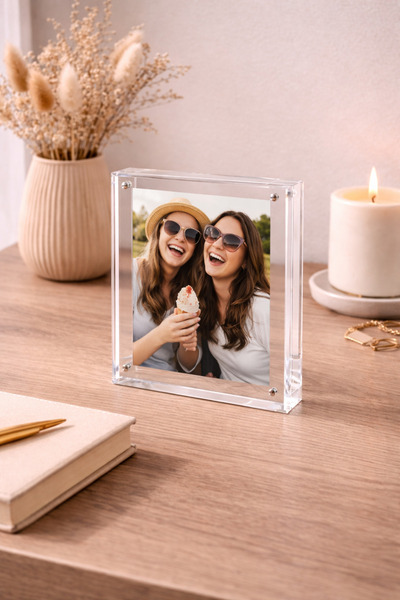 PLEXIROM Magnetic photo frame 21 x 30 cm (A4 format), Sheer acrylic, frameles...