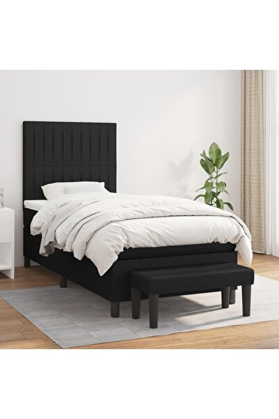 Concept Pat box spring cu saltea, negru, 90x200 cm, textil
