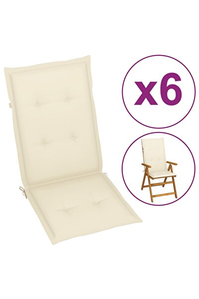 Concept Μαξιλάρια καρέκλας κήπου, 6 τεμ., κρεμ, 120 x 50 x 3 εκ.