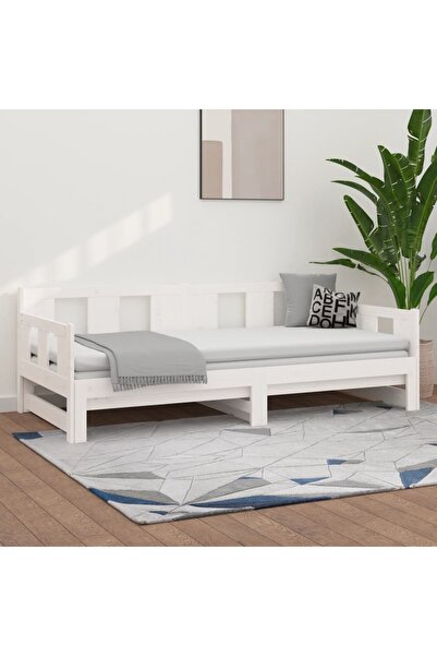 Concept Επεκτεινόμενο ανάκλιντρο, λευκό, 2x(90x190) εκ., μασίφ ξύλο πεύκου