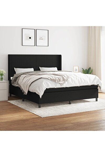 Concept Pat box spring cu saltea, negru, 180x200 cm, catifea