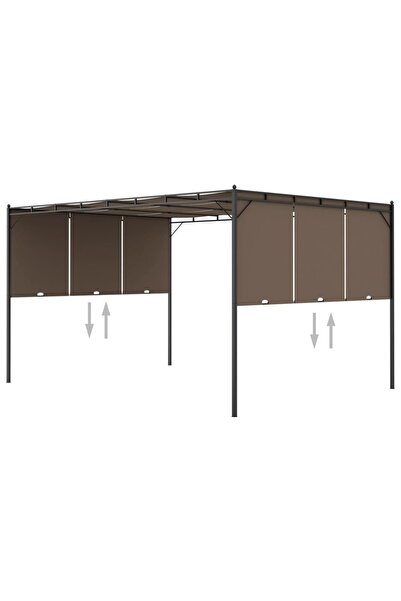 Concept Κιόσκι κήπου με πλαϊνή κουρτίνα, γκρι-μπεζ, 4x3x2,25 μ.