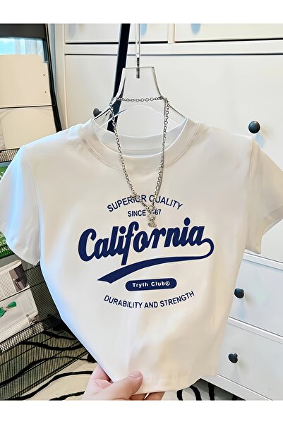 GALASHOP Trend California Letter Printed Half T-Shirt