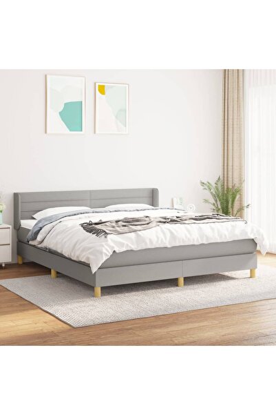 Concept Pat continental cu saltea, gri deschis, 160x200 cm, textil