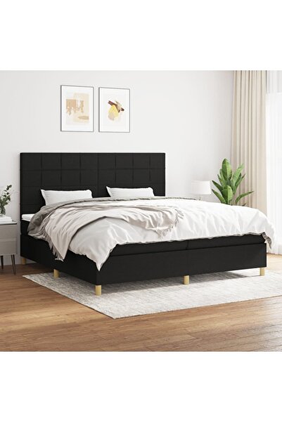 Concept Pat box spring cu saltea, negru, 200x200 cm, textil
