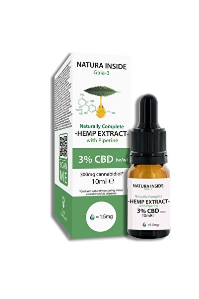 NATURA INSIDE Έλαιο Κάνναβης – 3% CBD με Πιπερίνη, Σειρά Gaia, 10ml