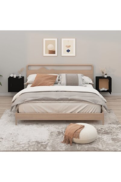 Concept Noptiere de perete, 2 buc., negru, 50x30x47 cm