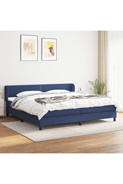 Concept Pat box spring cu saltea, albastru, 200x200 cm, textil