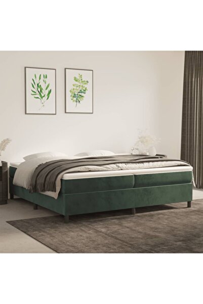 Concept Cadru de pat box spring, verde închis, 200x200 cm, catifea