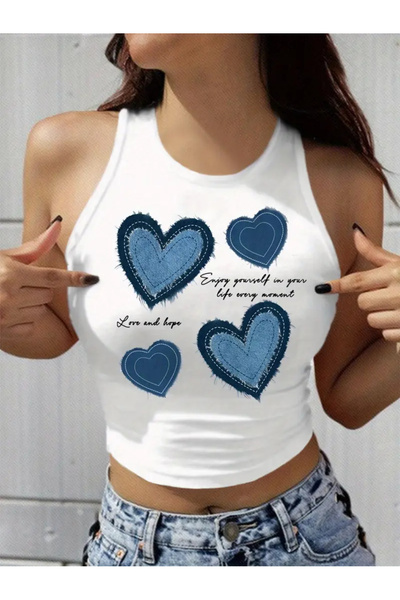 GALASHOP New Fashion Y2K Style Women's Vintage Round Neck Sleeveless Strap Bl...